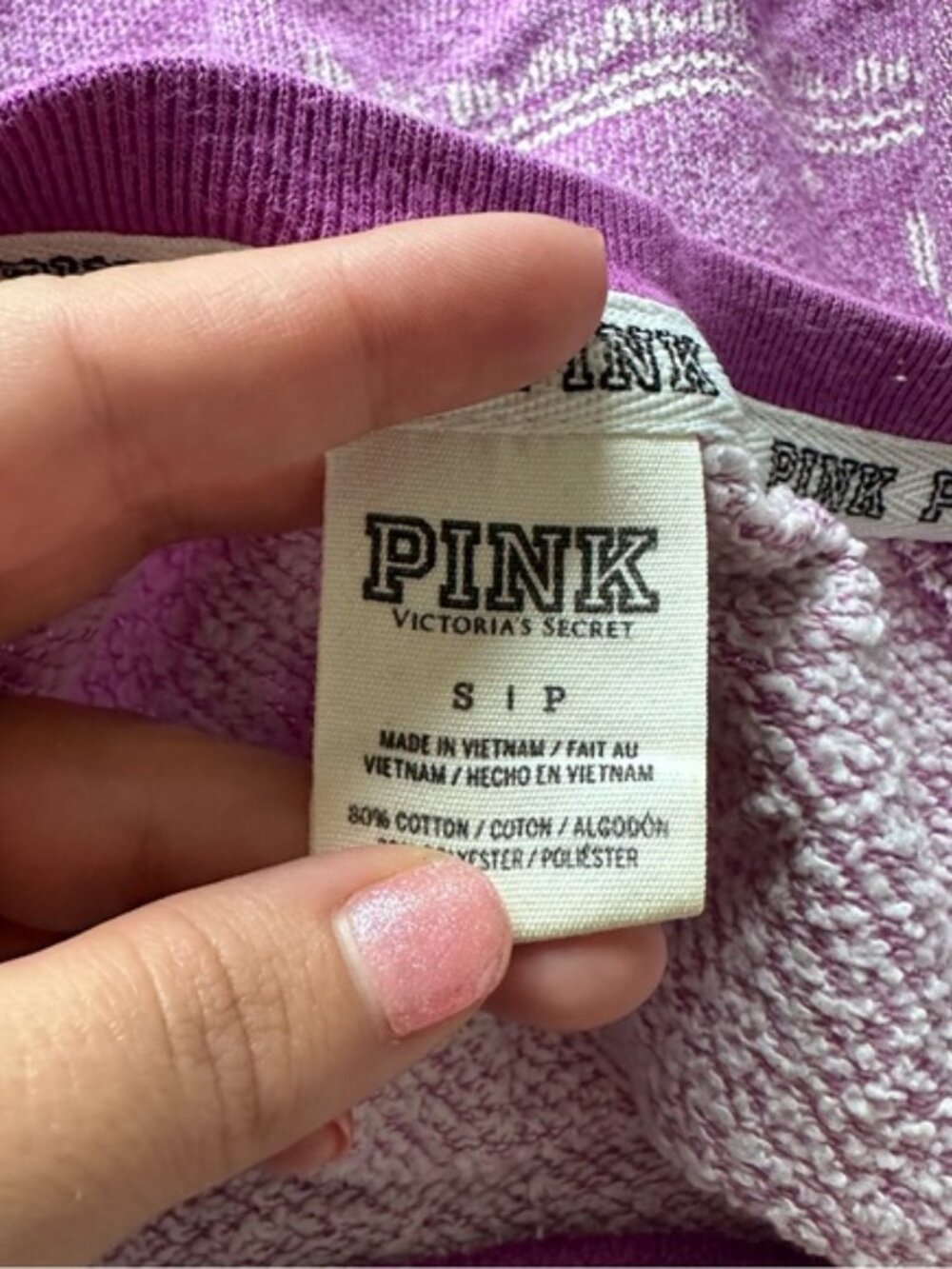 Victoria's Secret PINK | Lavender Fair Isle Snowflake Crew Sweater | Size Small - Picture 9 of 12